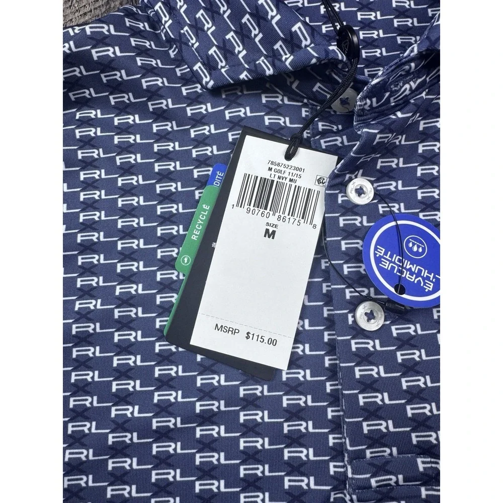 RLX Ralph Lauren Performance Golf Allover Print Polo  Shirt Men's Size M New
